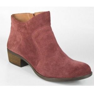 Lucky Brand Red Ankle Booties Western-Inspired Suede